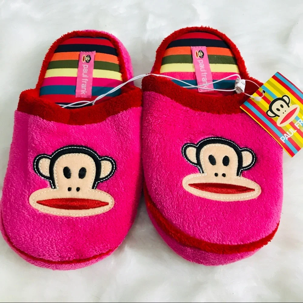 NWT Paul Frank Hot Pink Julius House Slippers Girls Size Large 2/3